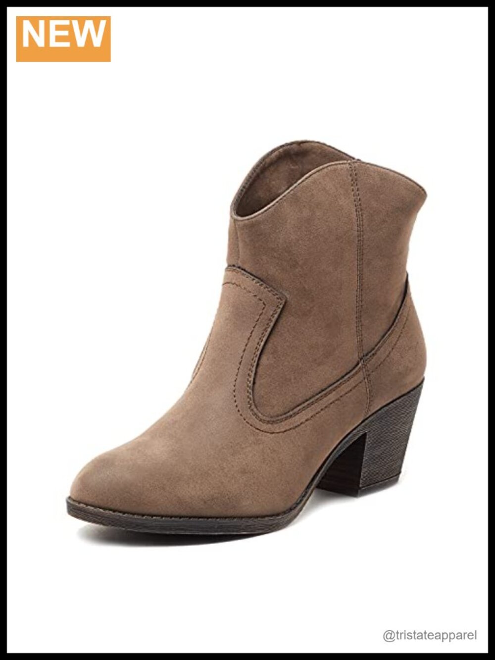 Rocket Dog Soundoff Leather Ankle Western Boot Stacked Heel Cushioned Footbed